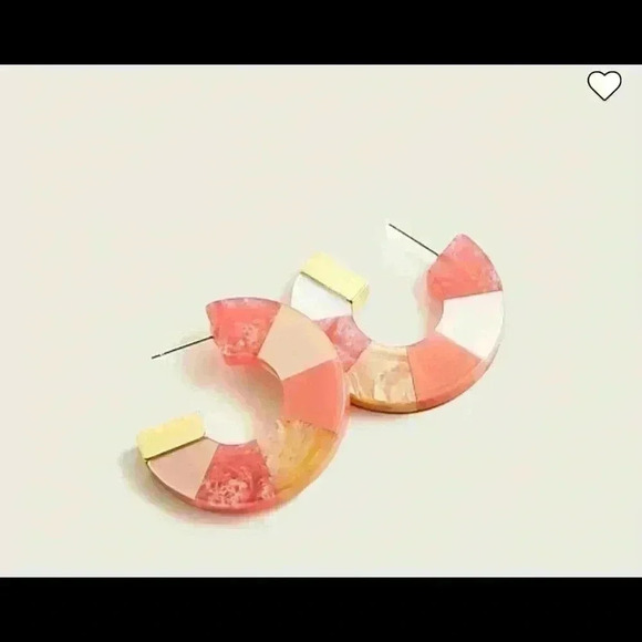 J Crew Made in Italy Mixed Acetate Hoop Earrings in coral - Picture 2 of 3